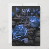Gothic Donker Navy Blue Rozen Elegante bruiloft Save The Date (Achterkant)