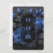 Gothic Donker Navyblauwe Rozen Elegante Trouw  Save The Date (Voorkant)
