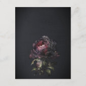 Gothic donker Paarse zwarte pioen bruiloft details Informatiekaartje (Achterkant)