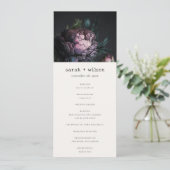 Gothic donker Paarse zwarte pioen bruiloft program Kaart (Staand voorkant)