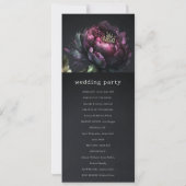 Gothic donker Paarse zwarte pioen bruiloft program Kaart (Achterkant)