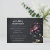 Gothic donker Paarse zwarte pioen bruiloft recepti Informatiekaartje (Staand voorkant)