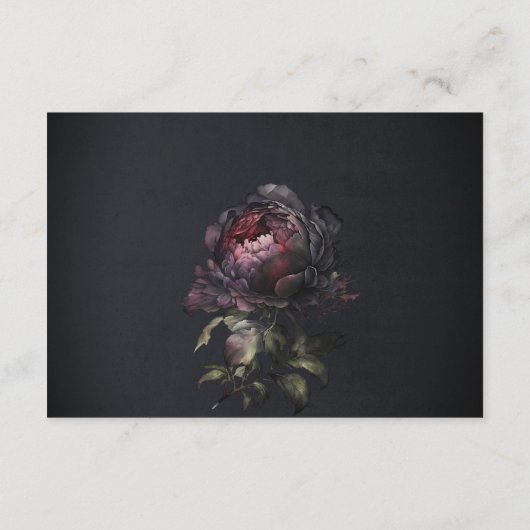 Gothic donker Paarse zwarte pioen bruiloft recepti Informatiekaartje (Achterkant)