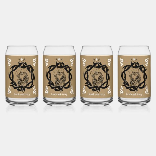 Gothic Donker Romantisch Liefhebbers Gift Blikvorm Glas (Voorkant)
