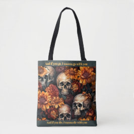Gothic donkere Romance eenzame dag schedels Tote Bag