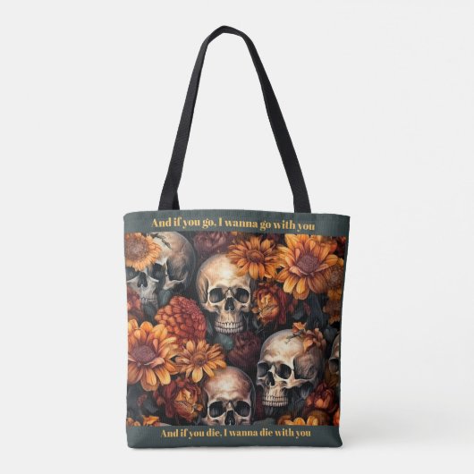 Gothic donkere Romance eenzame dag schedels Tote Bag (Achterkant)