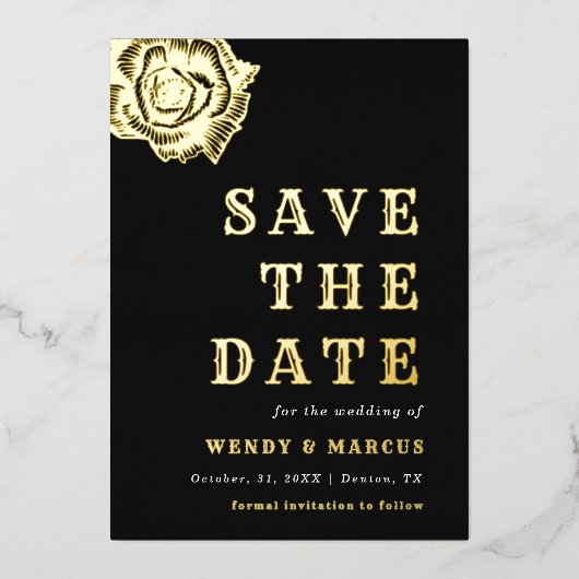 Gothic Donkere Roos Vloeiende oorverdoving Echte F Folie Uitnodiging (Voorkant)