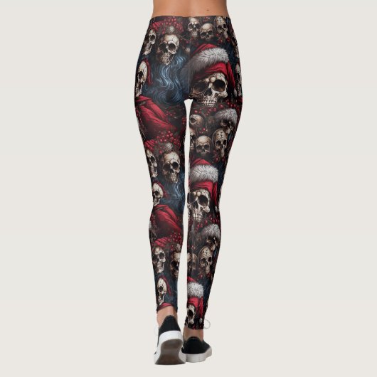 Gothic donkere schedels Kerstman hoeden Gothmas Ke Leggings (Achterkant)