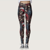 Gothic donkere schedels Kerstman hoeden Gothmas Ke Leggings (Voorkant)