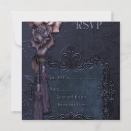 Gothic donkere trouwkaart RSVP Kaartje