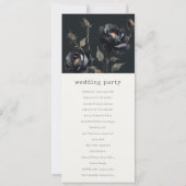 Gothic donkere Waterverf zwart Roos bruiloft progr Kaart (Achterkant)