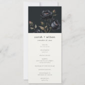 Gothic donkere Waterverf zwart Roos bruiloft progr Kaart (Voorkant)