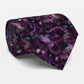 Gothic donkerroze tentakel met bloemenmonogram stropdas (Opgerold)