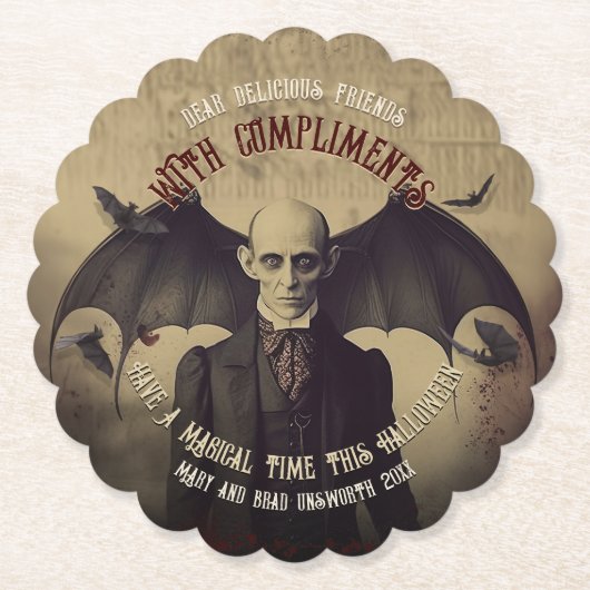  Gothic Dracula Halloween Kartonnen Onderzetters (Voorkant)