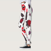 Gothic Dracula Lady Pattern Spooky Vrouwelijk Leggings (Links)