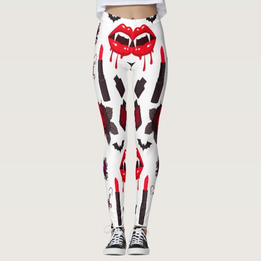 Gothic Dracula Lady Pattern Spooky Vrouwelijk Leggings (Voorkant)