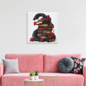 Gothic Dragon Antiek Boeken & Tomes Crimson Rozen Canvas Afdruk (Insitu (Woonkamer))