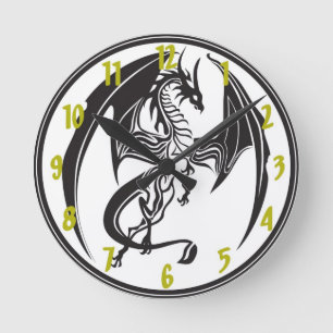 Gothic Dragon Clock Ronde Klok