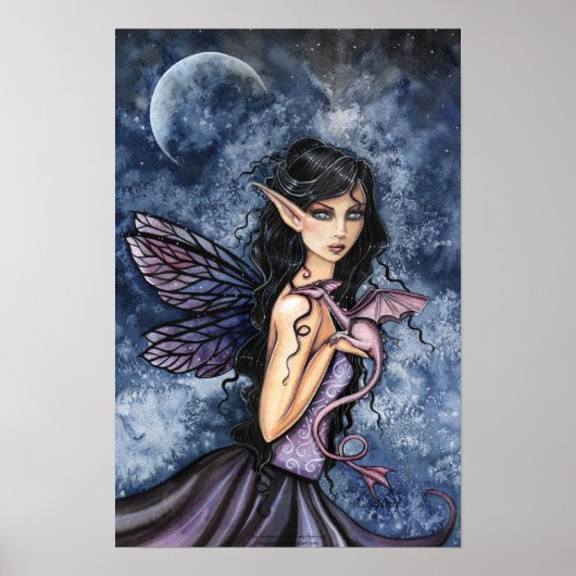 Gothic Dragon Fairy Art Poster van Molly Harrison (Voorkant)