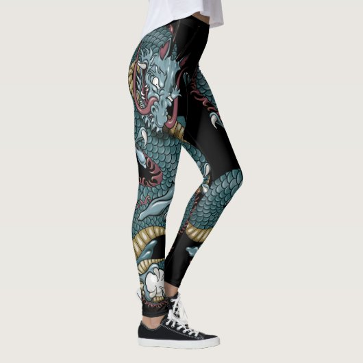 Gothic Dragon Tattoo op zwart Leggings (Rechts)