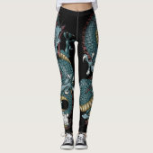 Gothic Dragon Tattoo op zwart Leggings (Voorkant)
