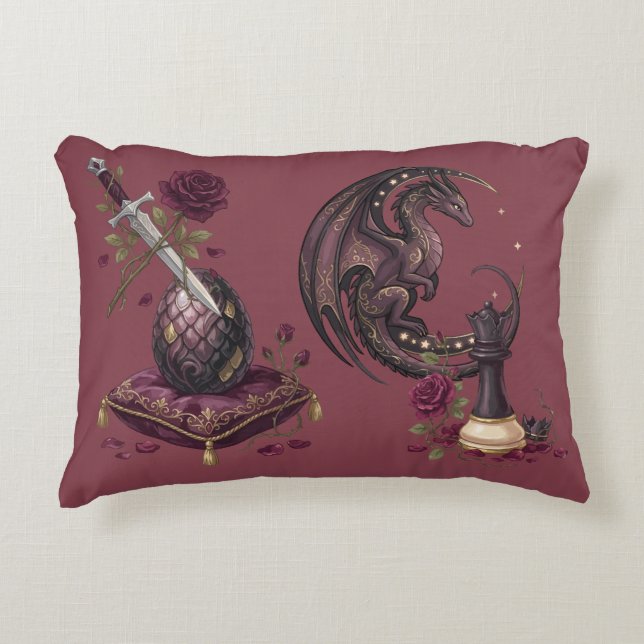 Gothic Draken Schaak Schachmat  Accent Kussen (Voorkant)