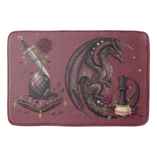 Gothic Draken Schaak Schachmat Badmat (Voorkant)