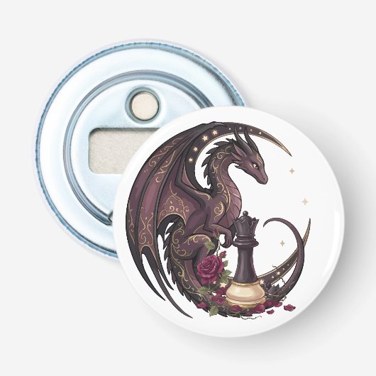 Gothic Draken Schaak Schachmat  Button Flesopener (Voorkant)