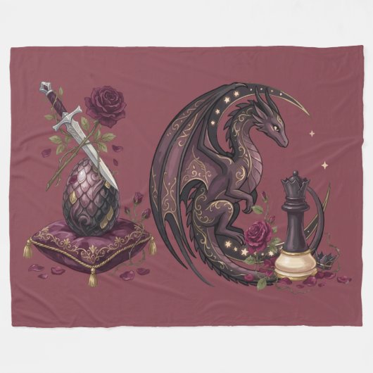 Gothic Draken Schaak Schachmat Fleece Deken (Voorkant (Horizontaal))