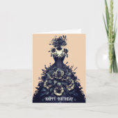 Gothic Dress Flower Art Birthday Kaart (Voorkant)