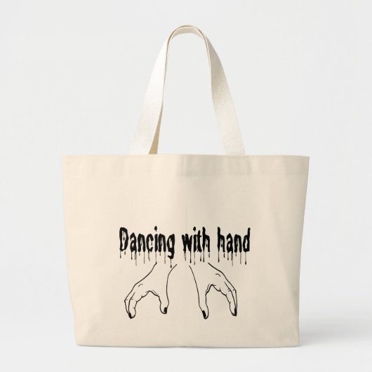 Gothic Drip Font "Dancing With Hand" Horror Themed Grote Tote Bag (Voorkant)