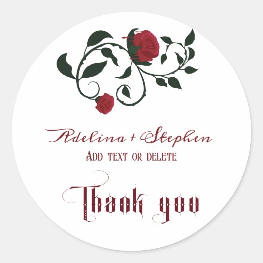 Gothic Dripping Bloody Rozen Moody Wedding Ronde Sticker (Voorkant)