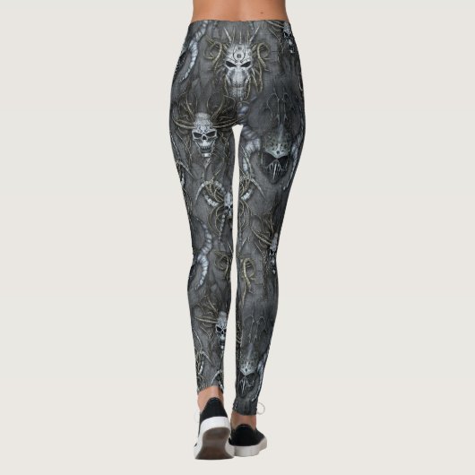 Gothic Dungeon Gothic Skulls Fantasy Demon Helm Leggings (Achterkant)