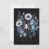 Gothic Dusty Blue Floral Spider Web Handfasting RSVP Kaartje (Achterkant)