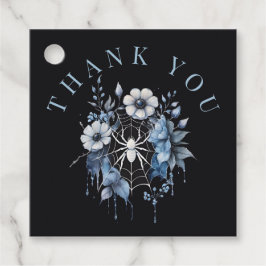 Gothic Dusty Blue Floral Spiderweb Bedankt Bedankjes Labels