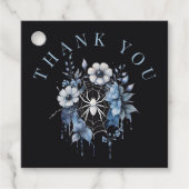 Gothic Dusty Blue Floral Spiderweb Bedankt Bedankjes Labels (Voorkant)