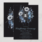 Gothic Dusty Blue Spider Bloemen Web Handfasting Kaart (Voorkant / Achterkant)