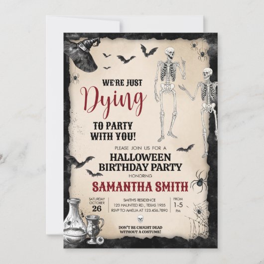 Gothic Dying to Party Halloween Verjaardagsfeest Kaart (Voorkant)