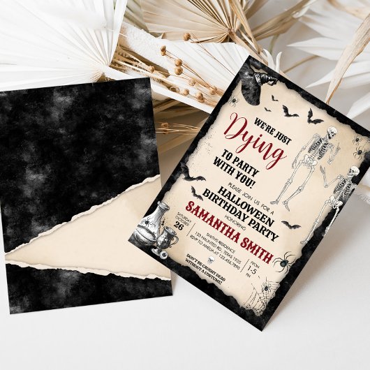 Gothic Dying to Party Halloween Verjaardagsfeest Kaart