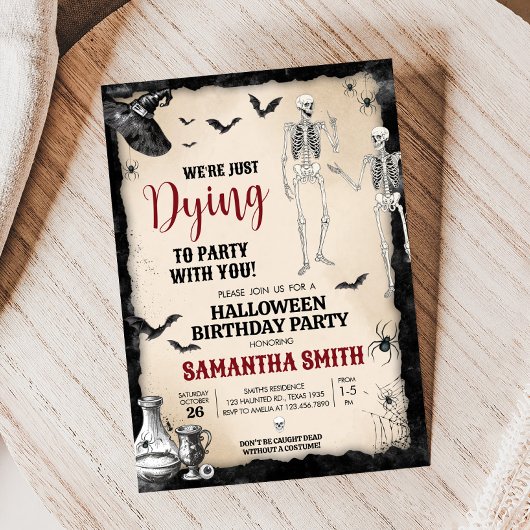Gothic Dying to Party Halloween Verjaardagsfeest Kaart
