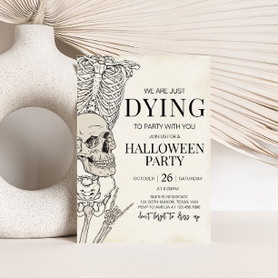 Gothic Dying To Party Skeleton Halloween Party Kaart