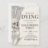 Gothic Dying To Party Skeleton Halloween Party Kaart (Voorkant)