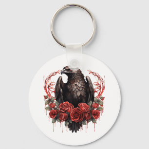 Gothic Eagle Wilde Bos Dieren Rode Rozen Sleutelhanger