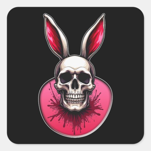 Gothic Easter Bunny – Skull Art - Autocolante Vierkante Sticker (Voorkant)
