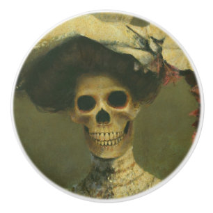 Gothic Edwardian Skeleton Ceramic Knob. Keramische Knop