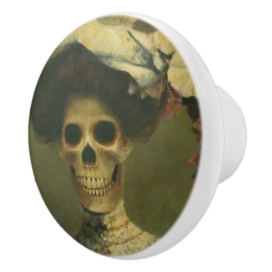 Gothic Edwardian Skeleton Ceramic Knob. Keramische Knop (Rechts)