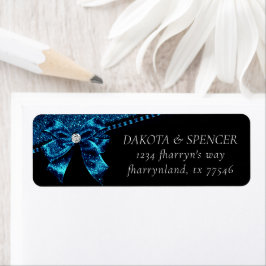 Gothic Elegance | Aquamarine Blue Bow Dark Address Etiket