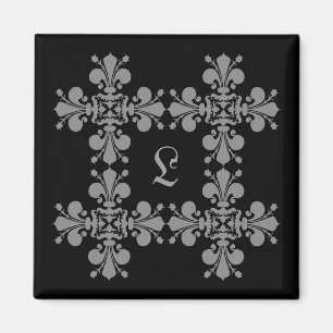 Gothic elegance fleur de lis damask monogram magneet