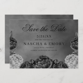 Gothic Elegance Grey Monochrome Roos Save the Date