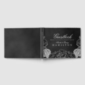 Gothic Elegance Grey Monochrome Roos Wedding Gastenboek (Volledig)
